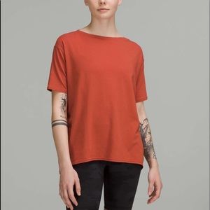 Lululemon Back In Action Short Sleeve T Shirt, 16, Red Rock